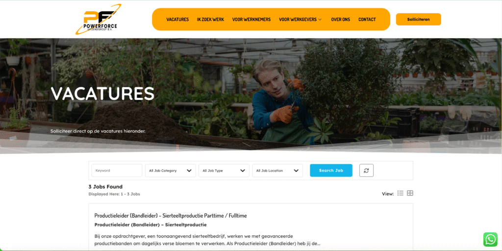 Powerforce B.V. Uitzendgroep – Geheel nieuwe website op maat met Contractensyteem preview